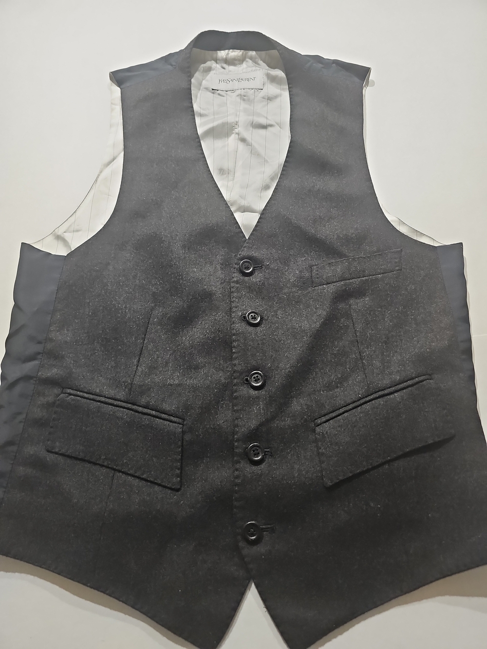 Vintage Yves Saint Laurent Wool Vest - Black - Men's Size 48 R - 100% Wool